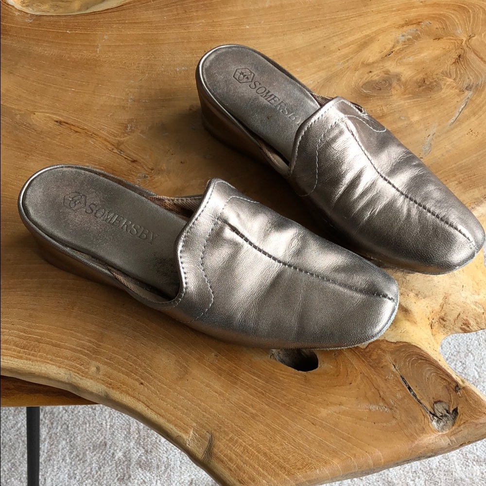 Somersby Bronze Leather Metallic Slippers